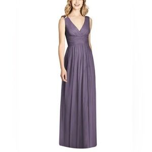 JENNY PACKHAM NWOT Bridesmaid Prom Party Periwinkle Pleated Plunge Dress SZ 14